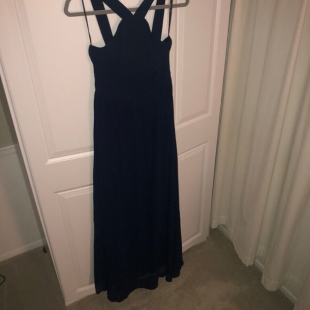 Lulus Medium‎ Prom Bridesmaid Formal Navy Blue Maxi Gown Dress Style #D15376